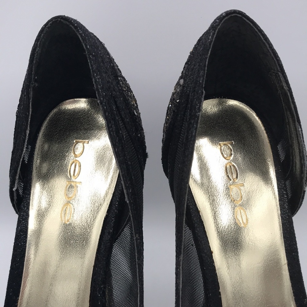 Bebe black and gold sparkly stilettos, size 6 - Picture 6 of 7